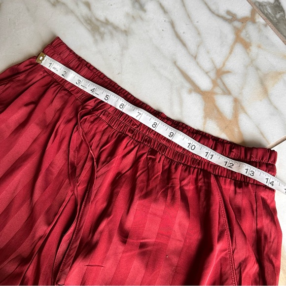 Abercrombie & Fitch Burgundy Red Striped Pajama Set Button Up Top and Pants - Picture 9 of 10